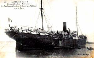 ALGER - LE MOULOYA - DEPART TIRAILLEURS ET CHASSEURS D'AFRIQUE - 1911